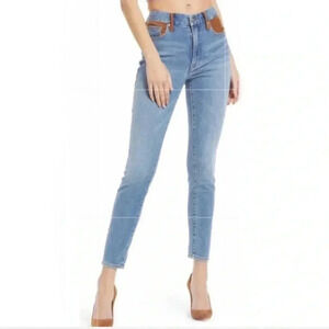 Good American Women's Size 18 Good Legs Jeans Denim Suede High Rise Stretch Blue